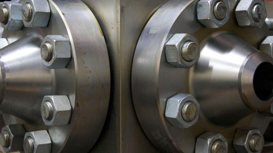 Close up on Marcore API 6A flanges.